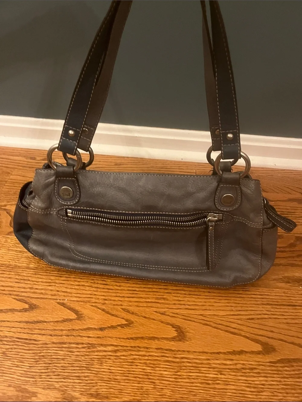 Vintage Fossil leather east-west shoulder bag